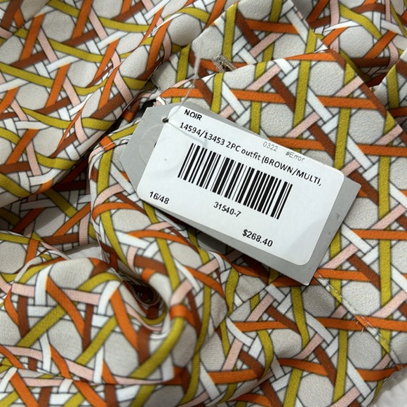 Noir Weave Print Neck Tie Blouse & Pleat Skirt Set - US Size 16 - Picture 12 of 12